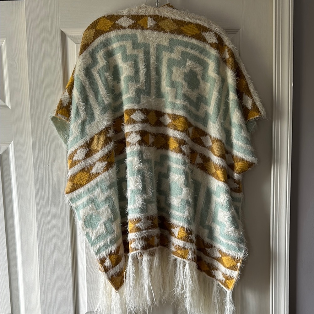 Free People Geometric Patterned Shaw- Mustard and Teal - Picture 6 of 6